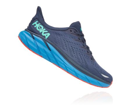 Hoka One One Clifton 8 - Sapatos Ortopédicos Mulher Azuis | PT-dhf4PyN